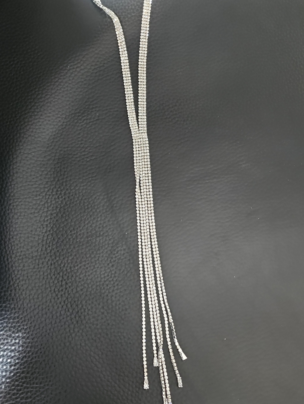 New Stunning Silver Crystal Tassel Y-Necklace